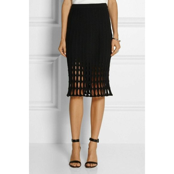 Derek Lam NWT Black Pencil Skirt Knee Length Soft Merino Wool Angora Small - Picture 1 of 5